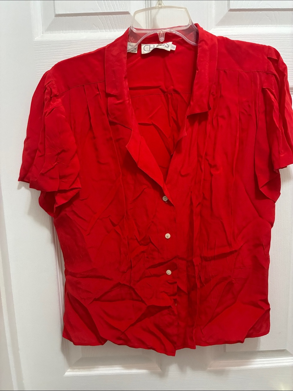 NEW CHAUS POPPY RED SILK BLOUSE SZ 10